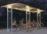 駐輪場　自転車置き場屋根　サイクルロビー　夜間駐輪作業をサポートする照明付